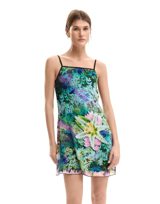 Desigual robe fleurie réversible verte, 3 de 4