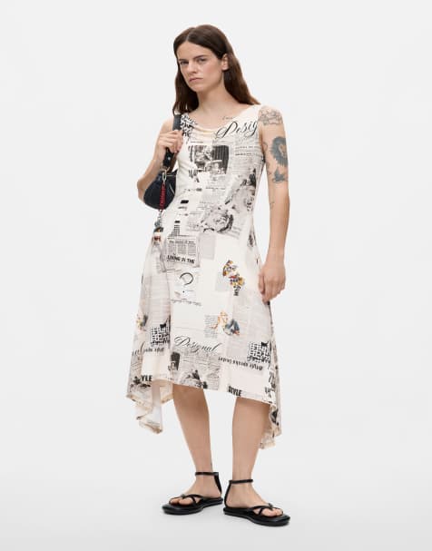 Desigual robe imprimée sans manches en blanc - view 1