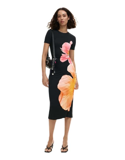 Desigual - Robe longue à fleurs - Noir - view 1