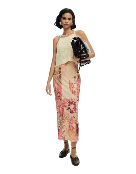 Desigual - Robe longue en maille 2-en-1 - Blanc - view 1