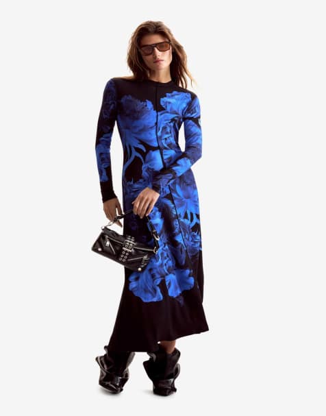 Desigual robe longue fleurie m. c. lacroix en bleu - view 1