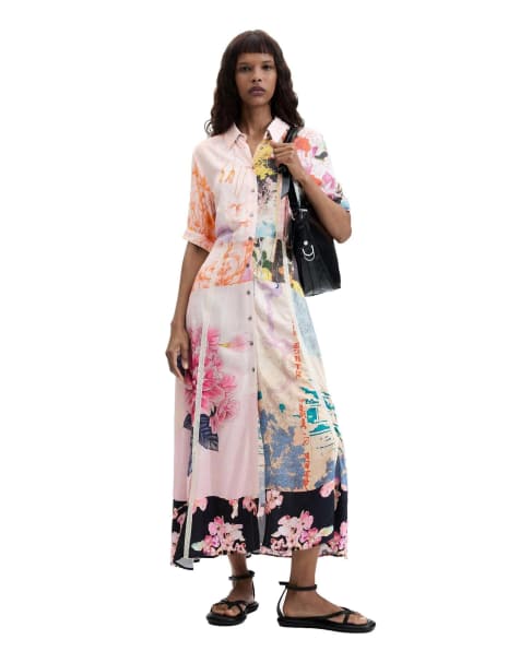 Desigual - Robe longue imprimée - Rose - view 1