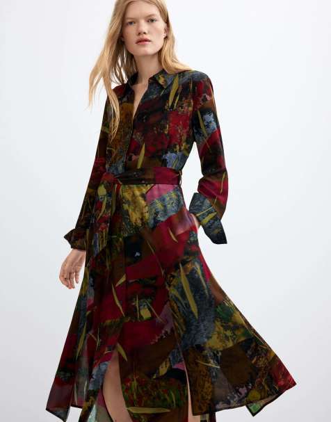 Desigual robe midi à manches maxi verte - view 1