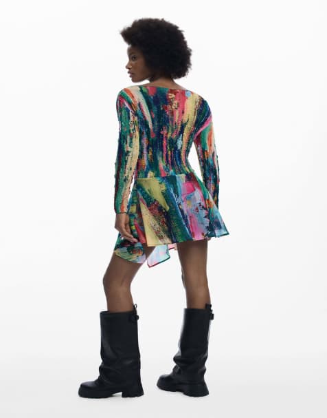 Desigual Ruched asymmetric dress in black