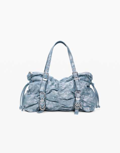 Desigual Ruched denim bag in blue - view 1