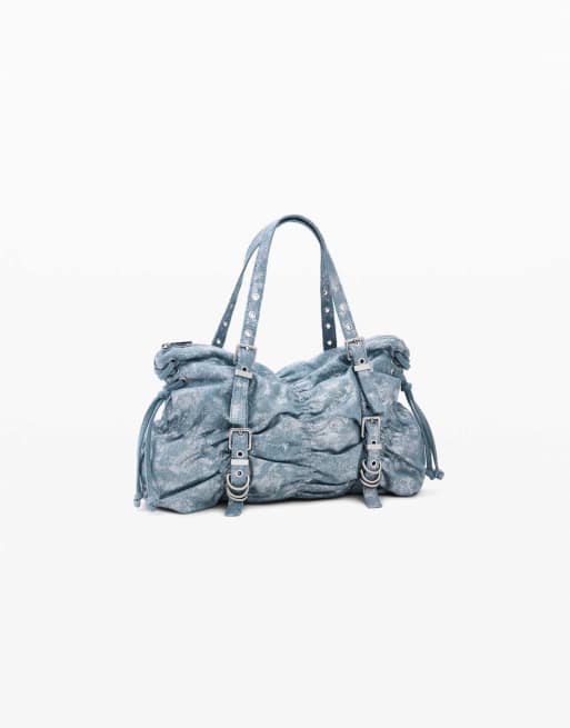 Desigual Ruched denim bag in blue, 2 of 4