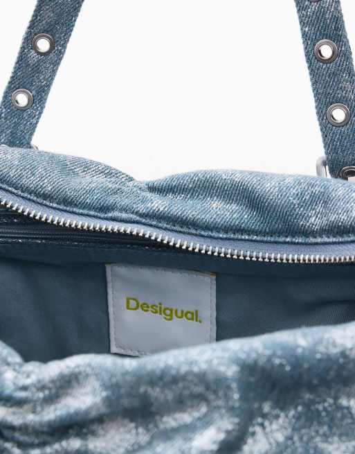Desigual Ruched denim bag in blue, 3 of 4