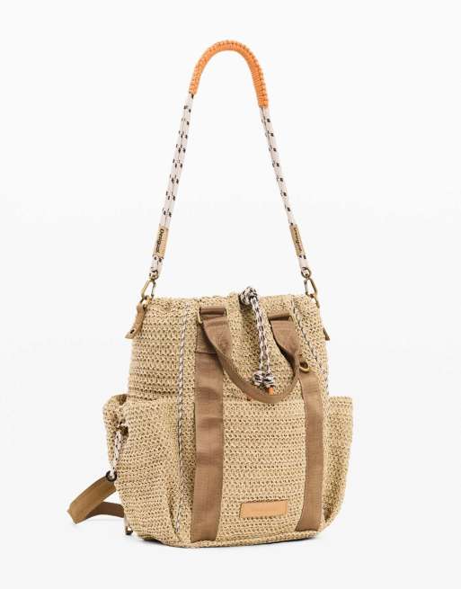 Desigual sac à dos en raphia beige, 3 de 4