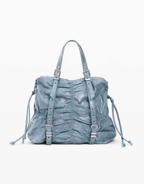 Desigual - Sac à dos froncé en jean de taille moyenne - Bleu - view 1