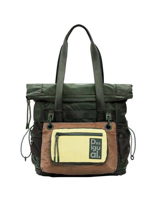 Desigual sac à dos voyager ciré bicolore kaki