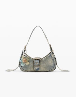 Sac en jean teint-Vert One Size