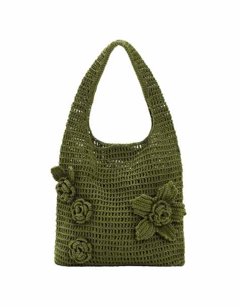 Desigual - Sac en maille crochetée à fleurs - Vert - view 1