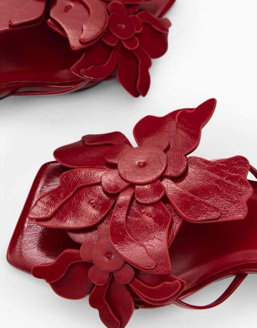 Desigual - Sandalen met bloemenapplicatie in rood, 2 van 4