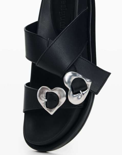 Desigual - Sandali neri con plateau e dettagli a cuore - view 1