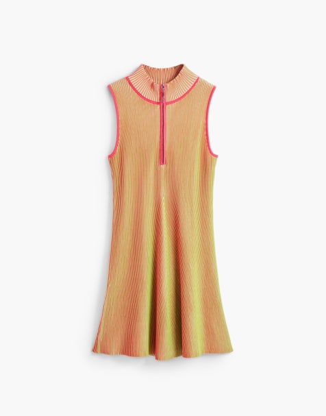 Desigual schimmerndes Strickkleid mit Reißverschluss in Gelb - view 1
