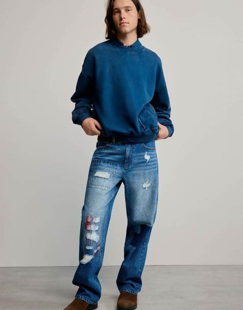 Desigual – Schlichtes Sweatshirt in Blau mit Logo - view 1