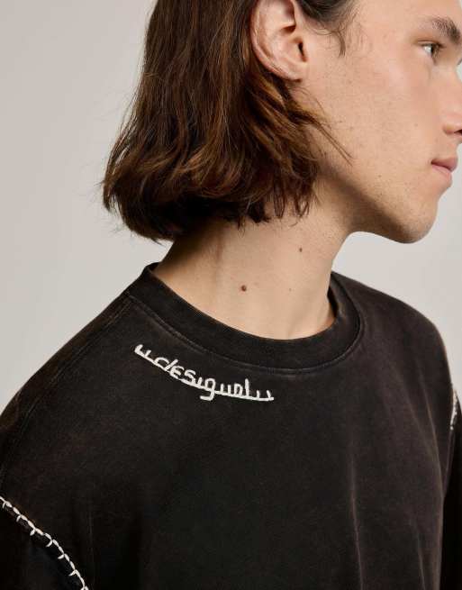 Desigual – Schlichtes T-Shirt in Schwarz mit abgesetzten Details, 3 von 4