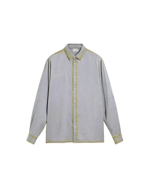 Desigual Shirt lettering worn effect in white, 4 of 4