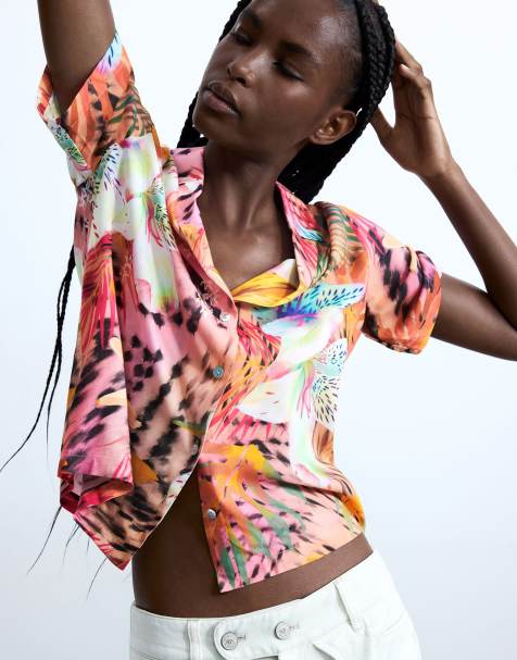Desigual Short-sleeve tropical shirt in pink - view 1