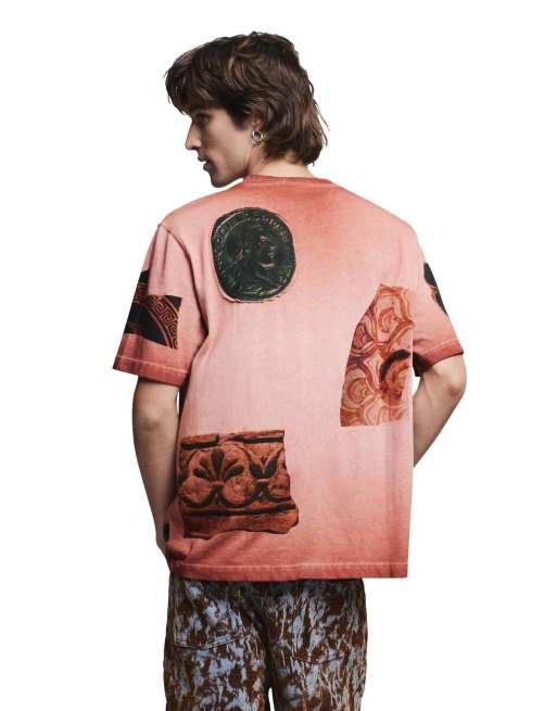 Desigual Short-sleeved patchwork t-shirt in orange - ORANGE, 3 of 4