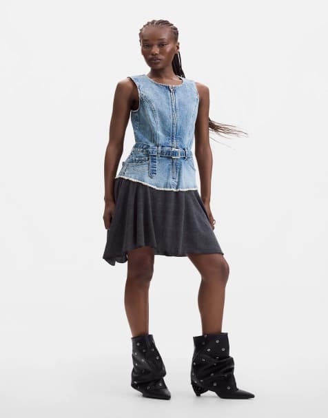 Desigual Sleeveless denim dress 100% cotton in blue - view 1
