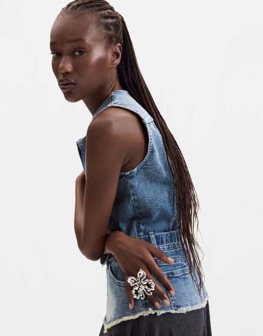 Desigual Sleeveless denim dress 100% cotton in blue, 3 of 4