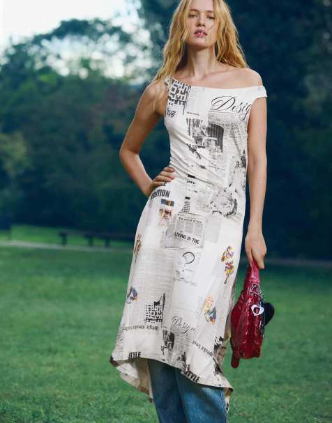 Desigual Sleeveless printed dress in white