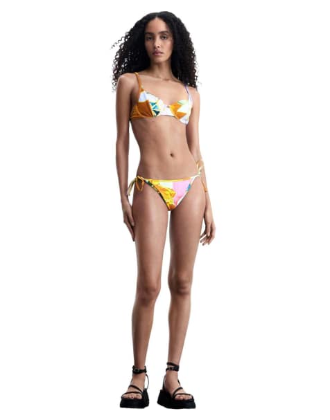 Desigual - Slip bikini blu a fiori - view 1