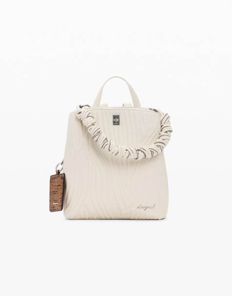 Desigual Small backpack with engravings in beige - view 1