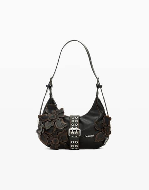 Desigual Small bag flower appliqués in brown - view 1