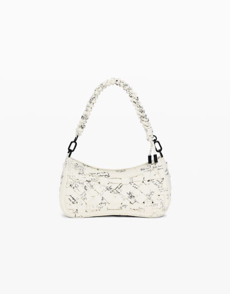 Desigual Small braided lettering bag in white - view 1