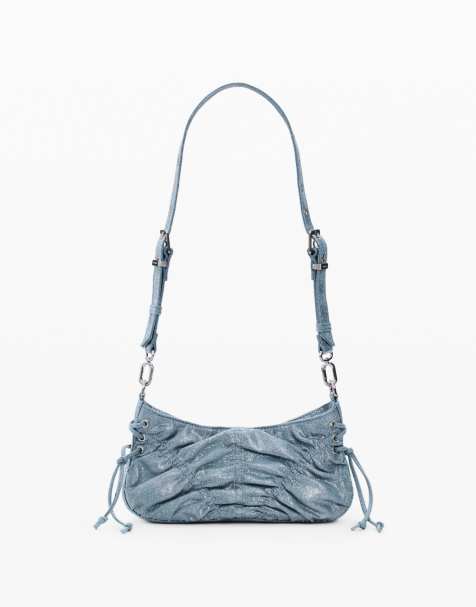 Desigual Small gathered denim bag in blue - view 1
