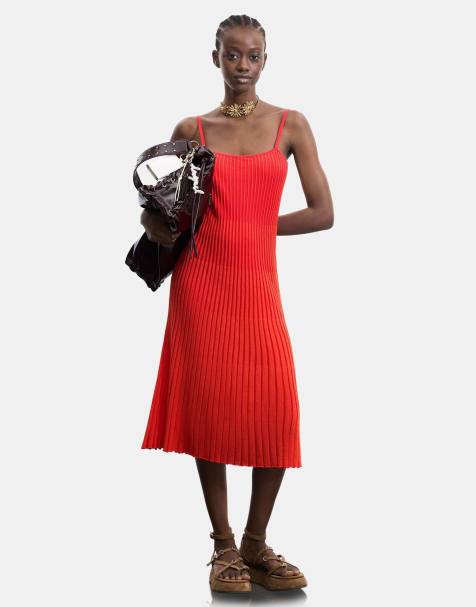 Desigual Strappy dress 100% cotton in red - view 1