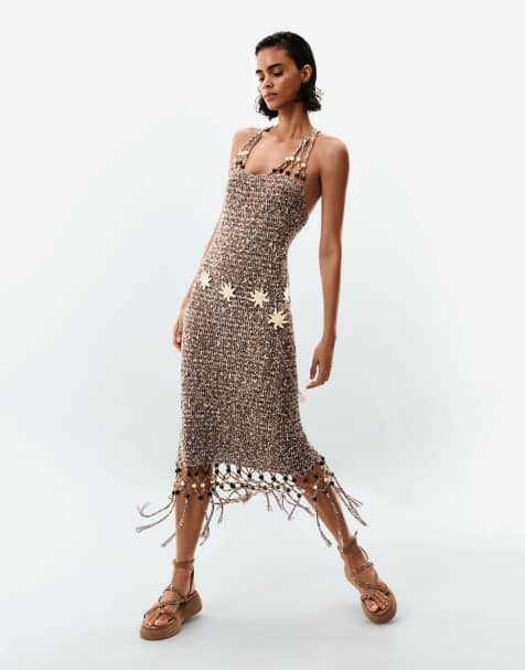 Desigual Strappy fringe dress in beige - view 1