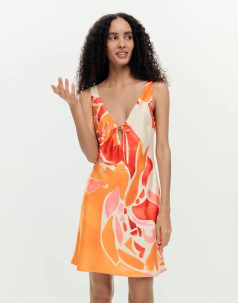Desigual Strappy petal dress in orange - view 1