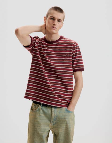 Desigual Striped knit t-shirt in red - view 1