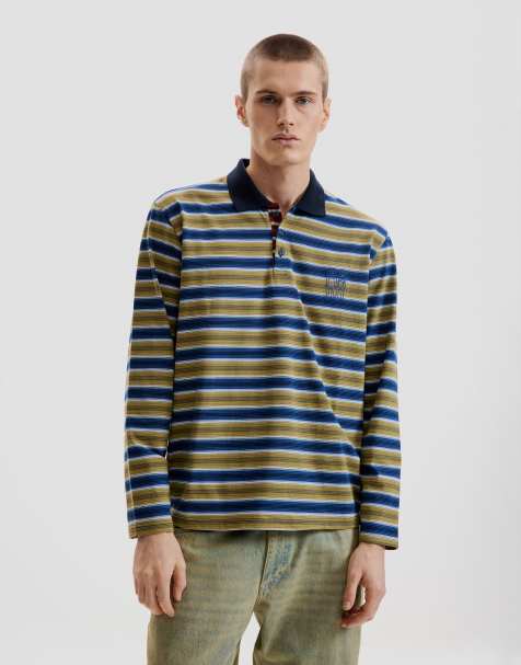 Desigual Striped polo t-shirt in blue - view 1