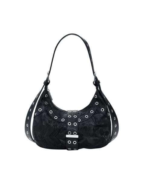 Desigual Studded embossed bag in black - view 1