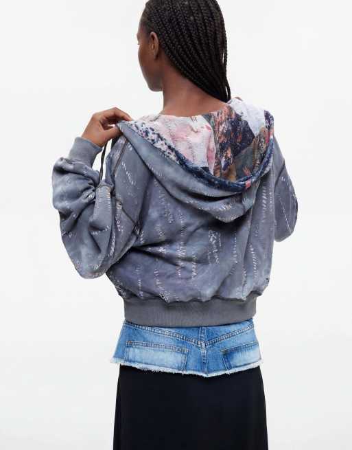 Desigual sudadera reversible estampada en gris, 2 de 4