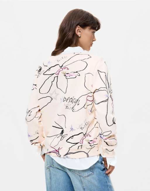 Desigual Sweat-shirt à imprimé fleuri blanc, 2 de 3