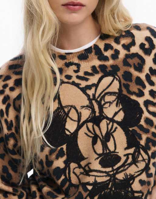 Desigual sweater met dierenprint in lichtbruin, 2 van 3