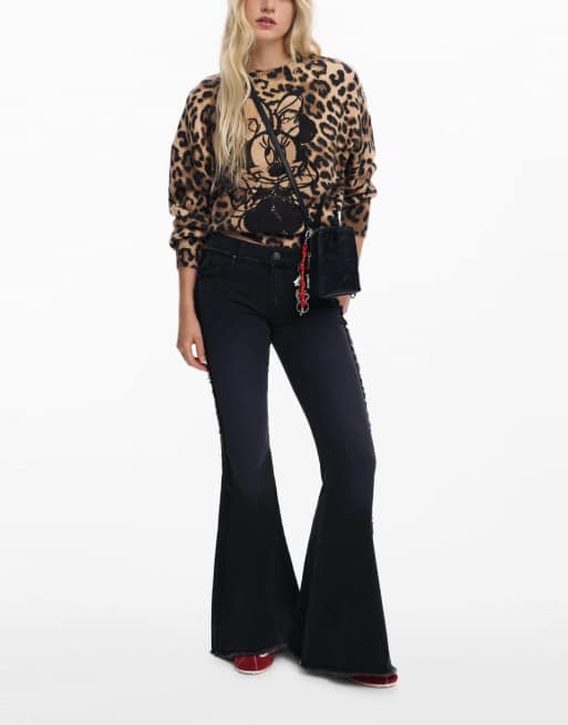 Desigual sweater met dierenprint in lichtbruin, 3 van 3