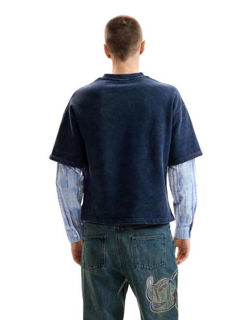 Desigual - Sweatshirt met lange mouwen en print in blauw, 2 van 4