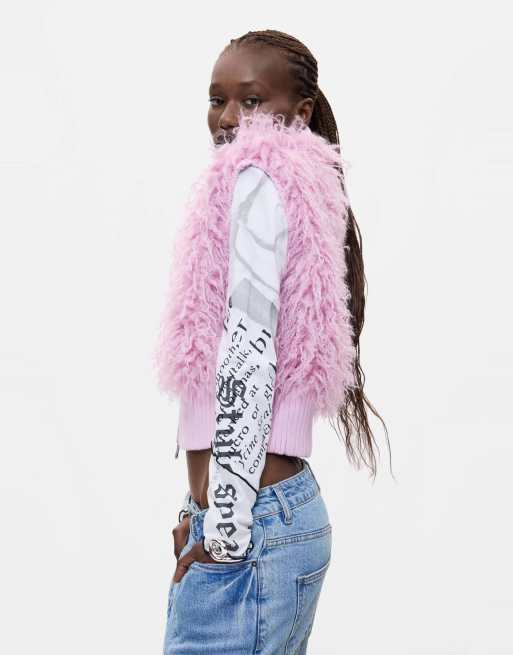 Desigual Synthetic fur vest in pink, 2 of 4
