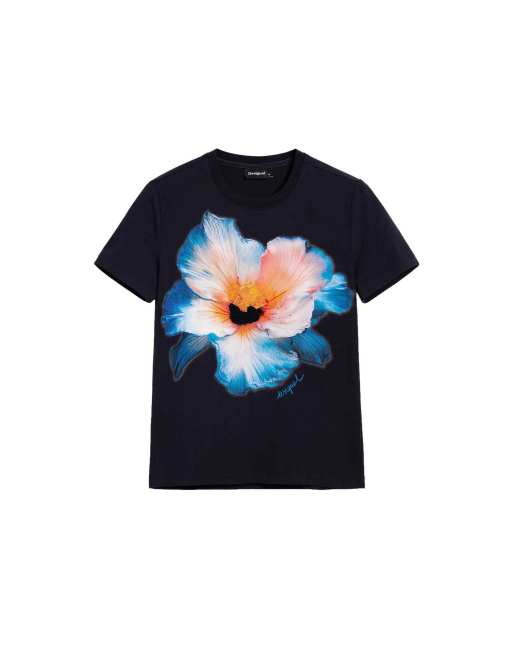Desigual t-shirt à grande fleur bleu, 4 de 4