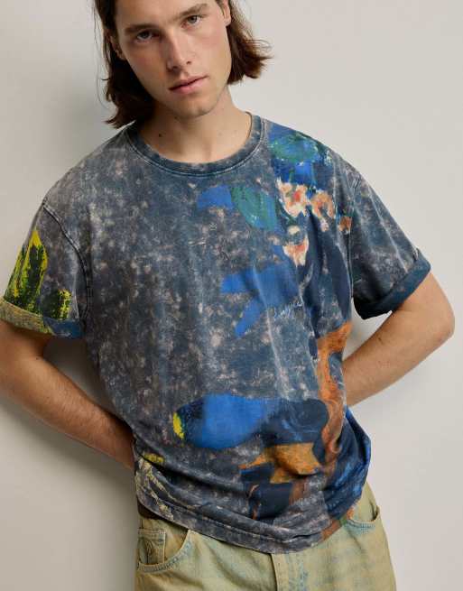 Desigual - T-shirt à imprimé artistique - Bleu, 3 de 4