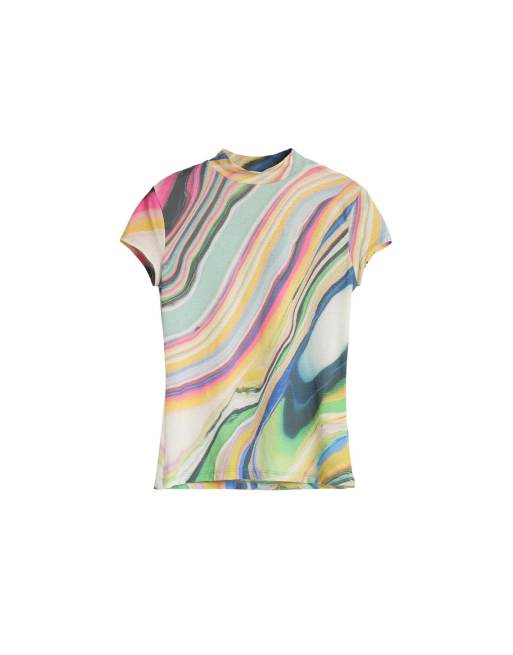 Desigual - T-shirt à imprimé ondulé - Vert, 4 de 4