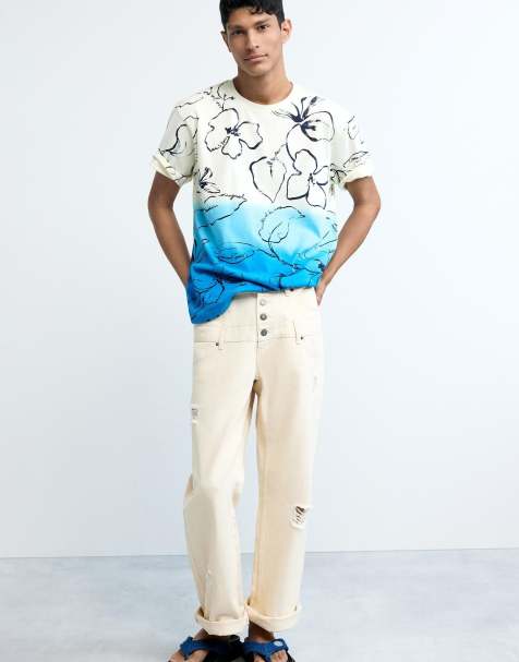 Desigual - T-shirt bianca con stampa tropicale sfumata - view 1