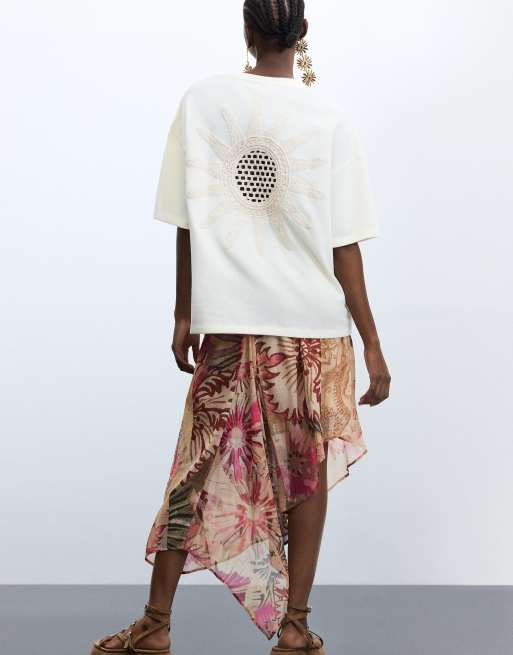 Desigual t-shirt en maille à manches courtes blanc, 2 de 4
