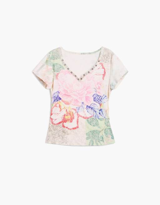 Desigual t-shirt imprimé 100 % coton multicolore, 4 de 4